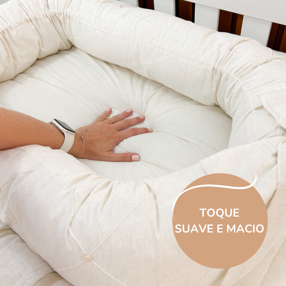 Ninho para Bebê Redutor de Berço Luxo - Linho com Rose