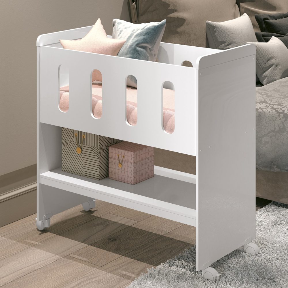 Mini Berço Zain 3 em 1 Com Colchão Reller - Branco Fosco