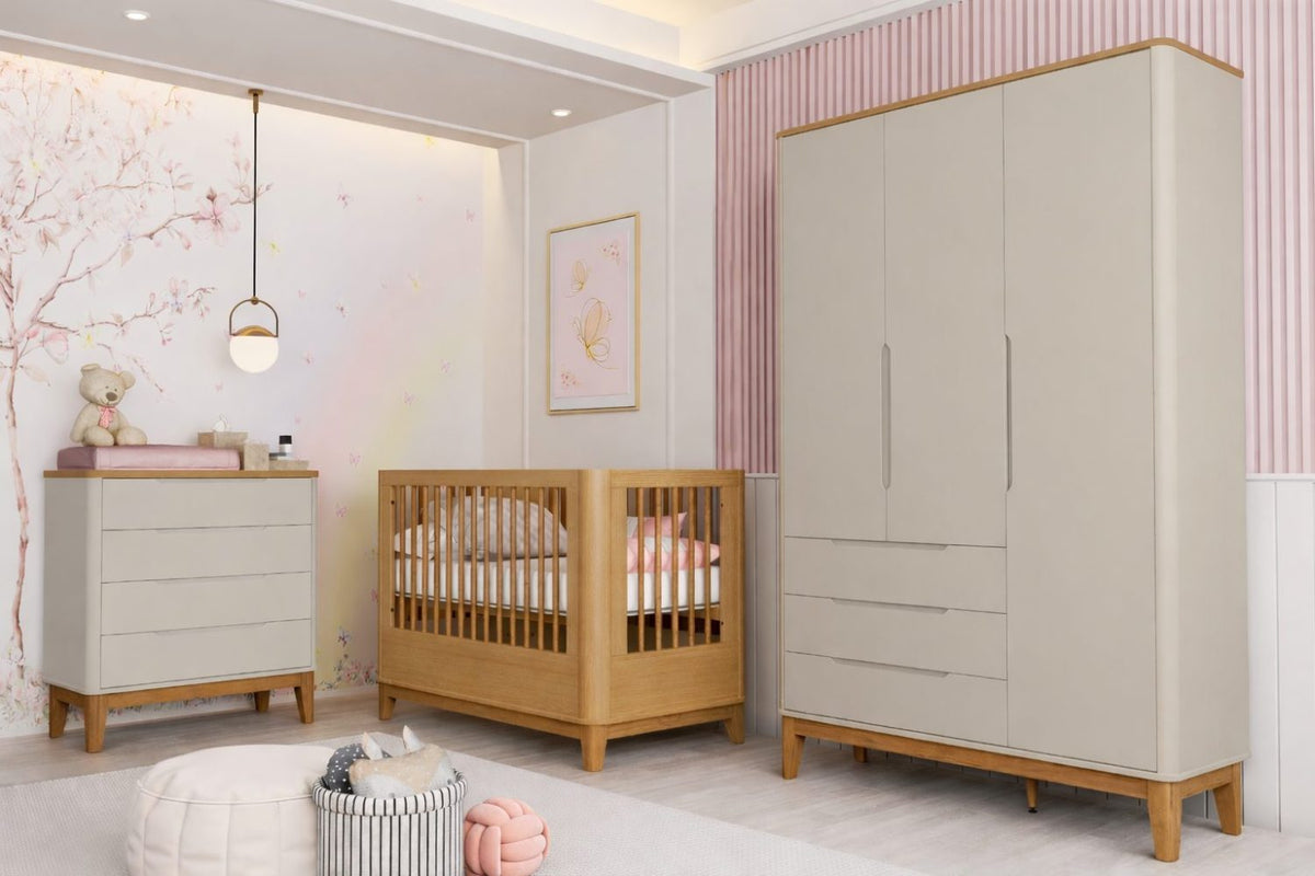 Cômoda Boom 4 Gavetas Reller - Areia Fosco com Savana