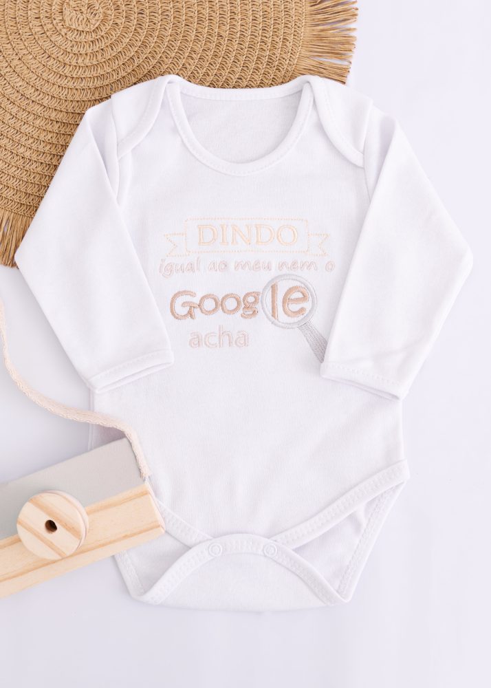 Body Bebê RN de Manga Dindo Igual ao Meu Nem o Google Acha
