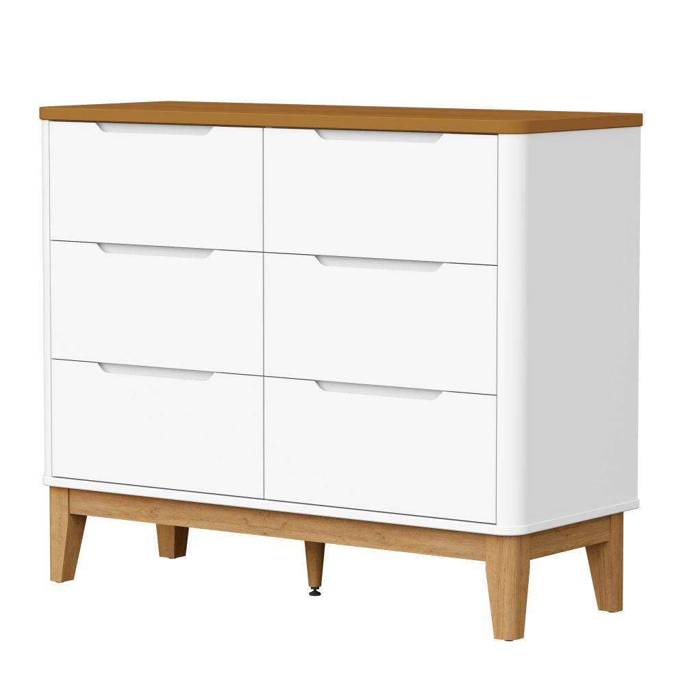 Quarto de Bebê Boom Slim Classic | Guarda-Roupa 4 Portas, Cômoda e Berço Reller- Branco Fosco Com Savana