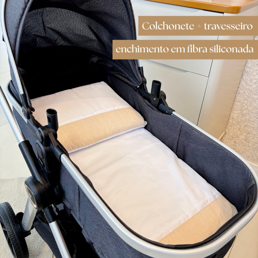 Colchonete para Carrinho com Travesseiro Premium - Azul