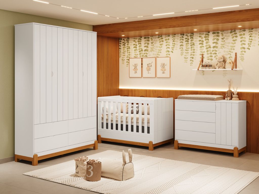 Berço Lotus com Friso Reller - Branco Fosco