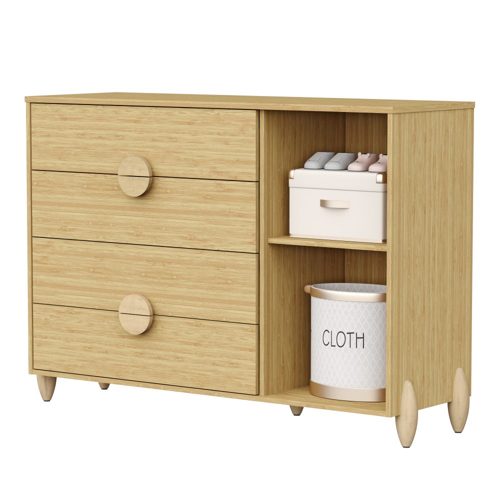 Quarto de Bebê Gracia Reller | Guarda-Roupa 3 Portas, Cômoda e Berço - Naturale