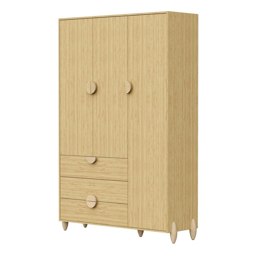 Quarto de Bebê Gracia Reller | Guarda-Roupa 3 Portas, Cômoda e Berço - Naturale
