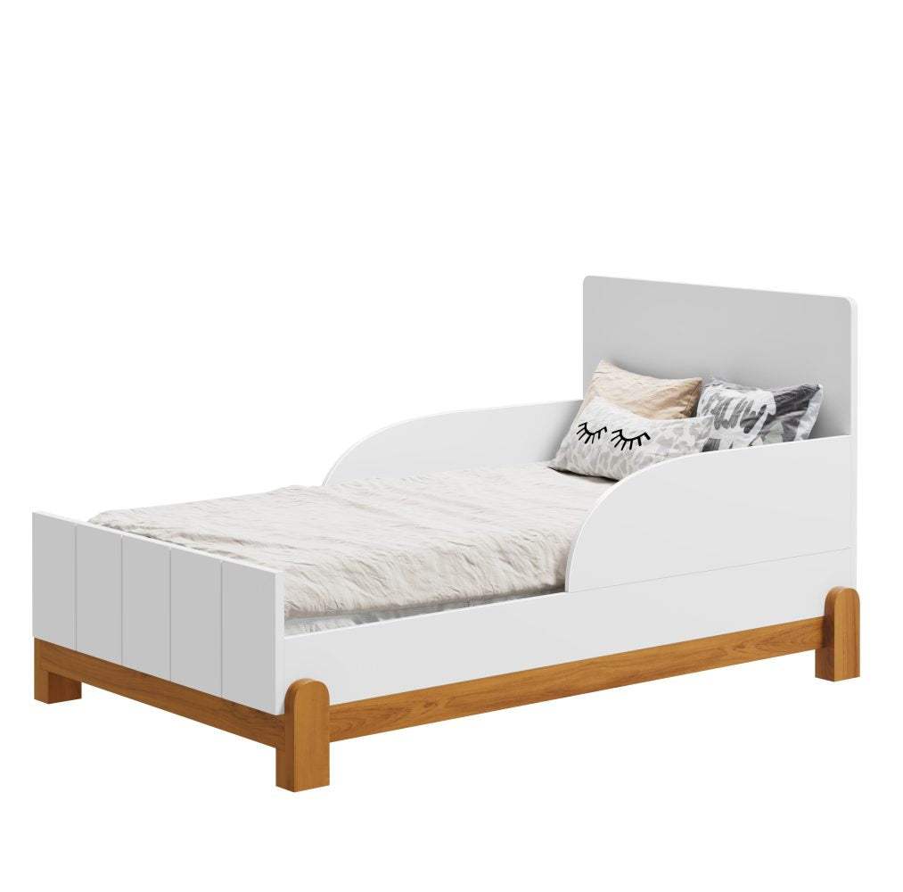 Quarto de Bebê Lotus Reller | Guarda-Roupa 4 Portas, Cômoda e Berço - Branco Fosco