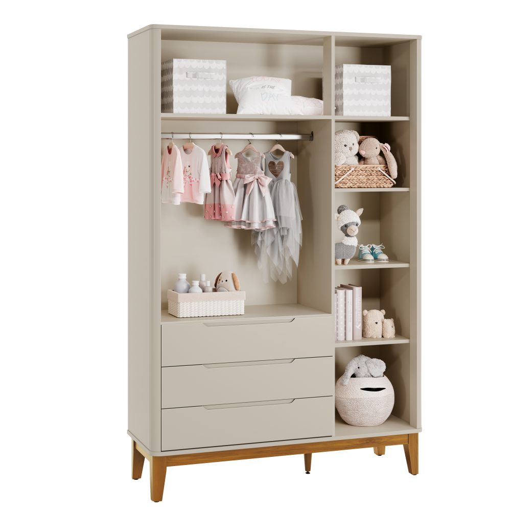 Roupeiro Boom 3 Portas Reller - Areia Fosco