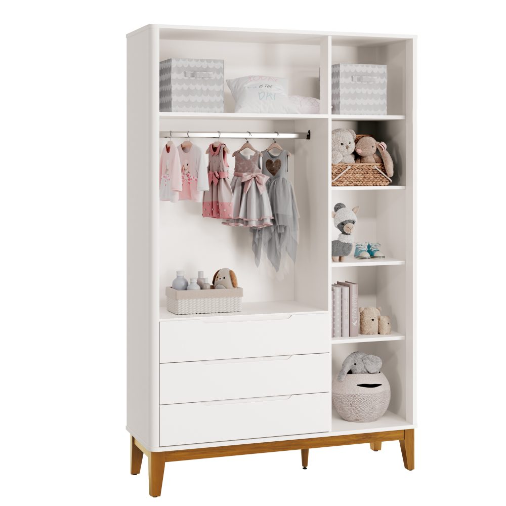 Roupeiro Boom 3 Portas Reller - Branco Fosco