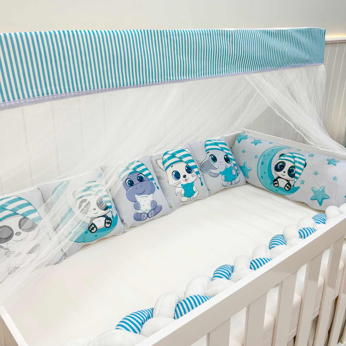 Kit Berço Trança 10 Peças - Pandinha Azul