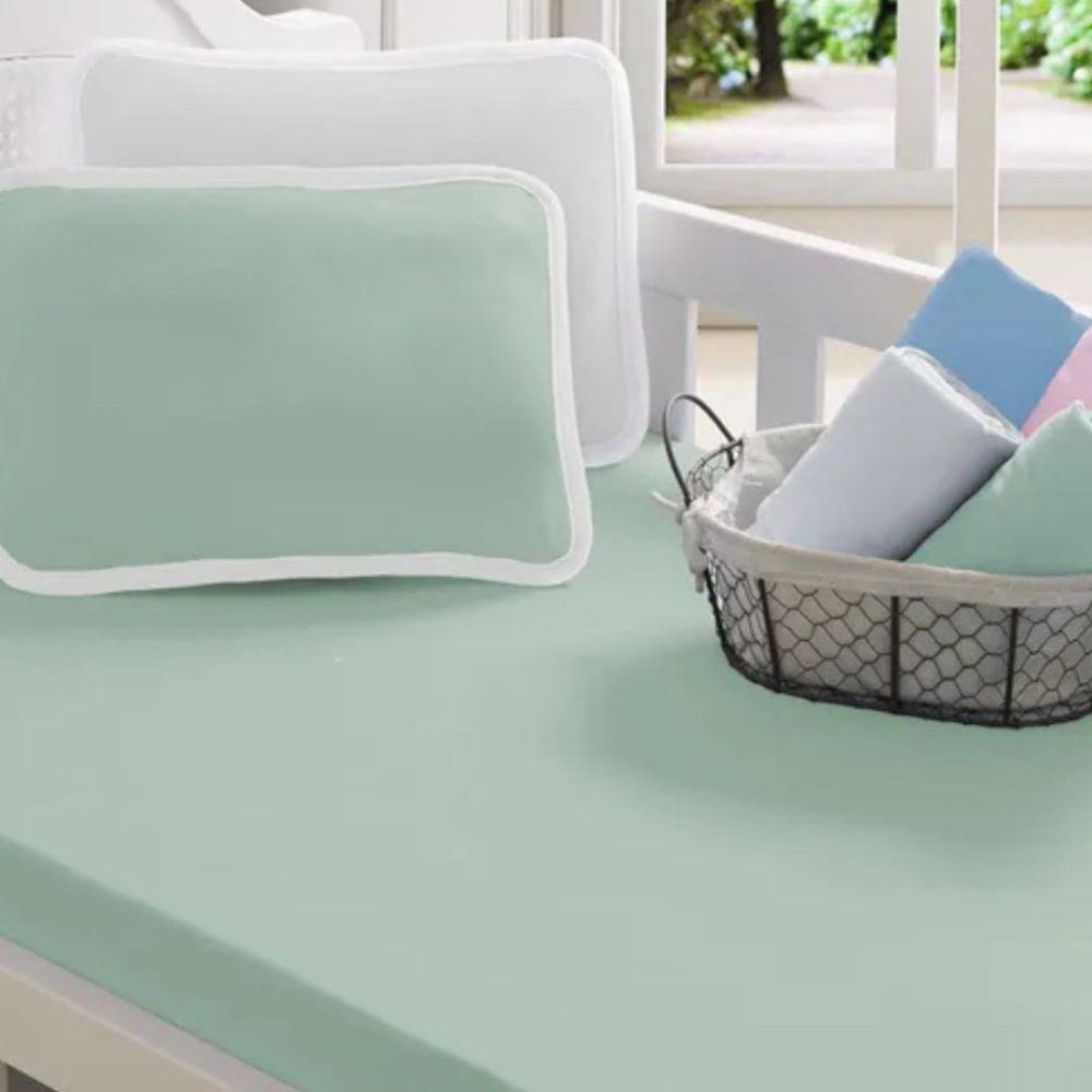 Lençol Berço de Malha 100% Algodão com Elástico - Verde