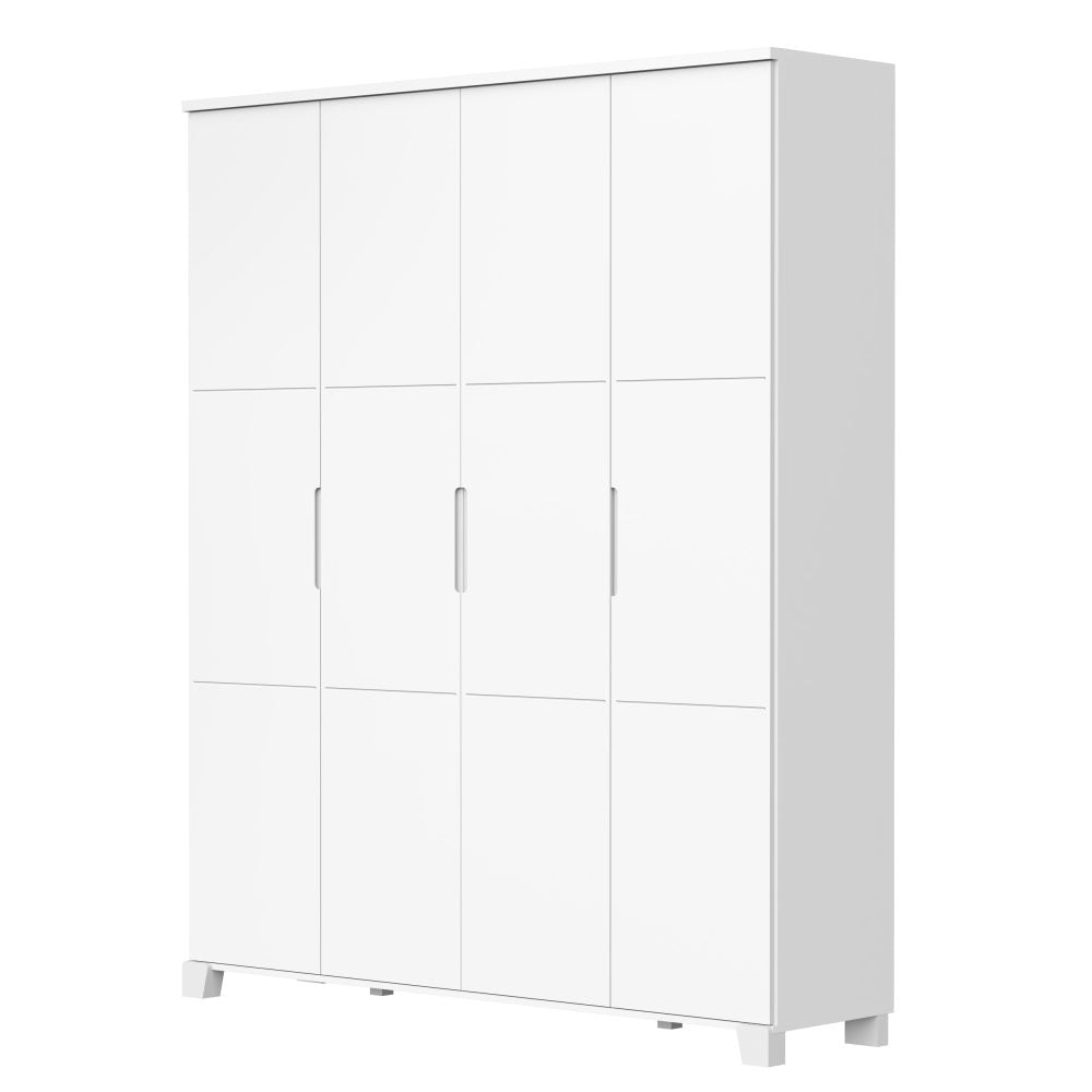 Quarto de Bebê Luna Max Reller | Guarda-Roupa 4 Portas, Cômoda e Berço Evolutivo - Branco Fosco