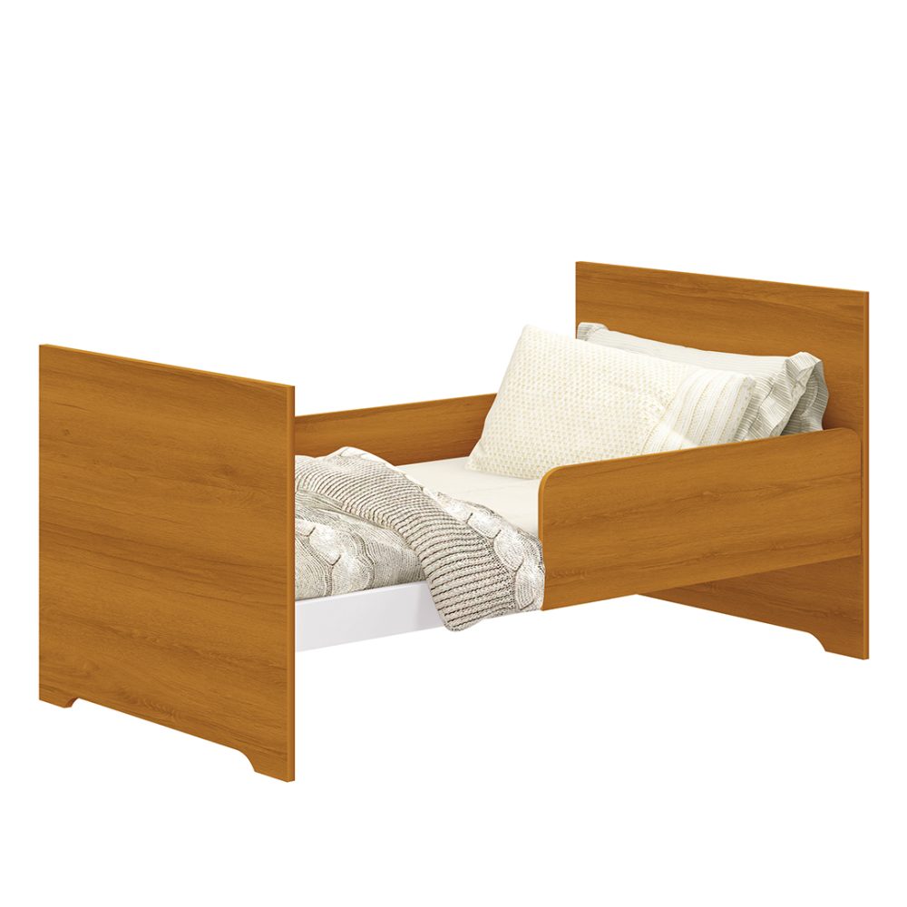 Quarto de Bebê Zaki Reller | Guarda-Roupa 4 Portas, Cômoda e Berço Evolutivo - Branco Fosco Com Savana