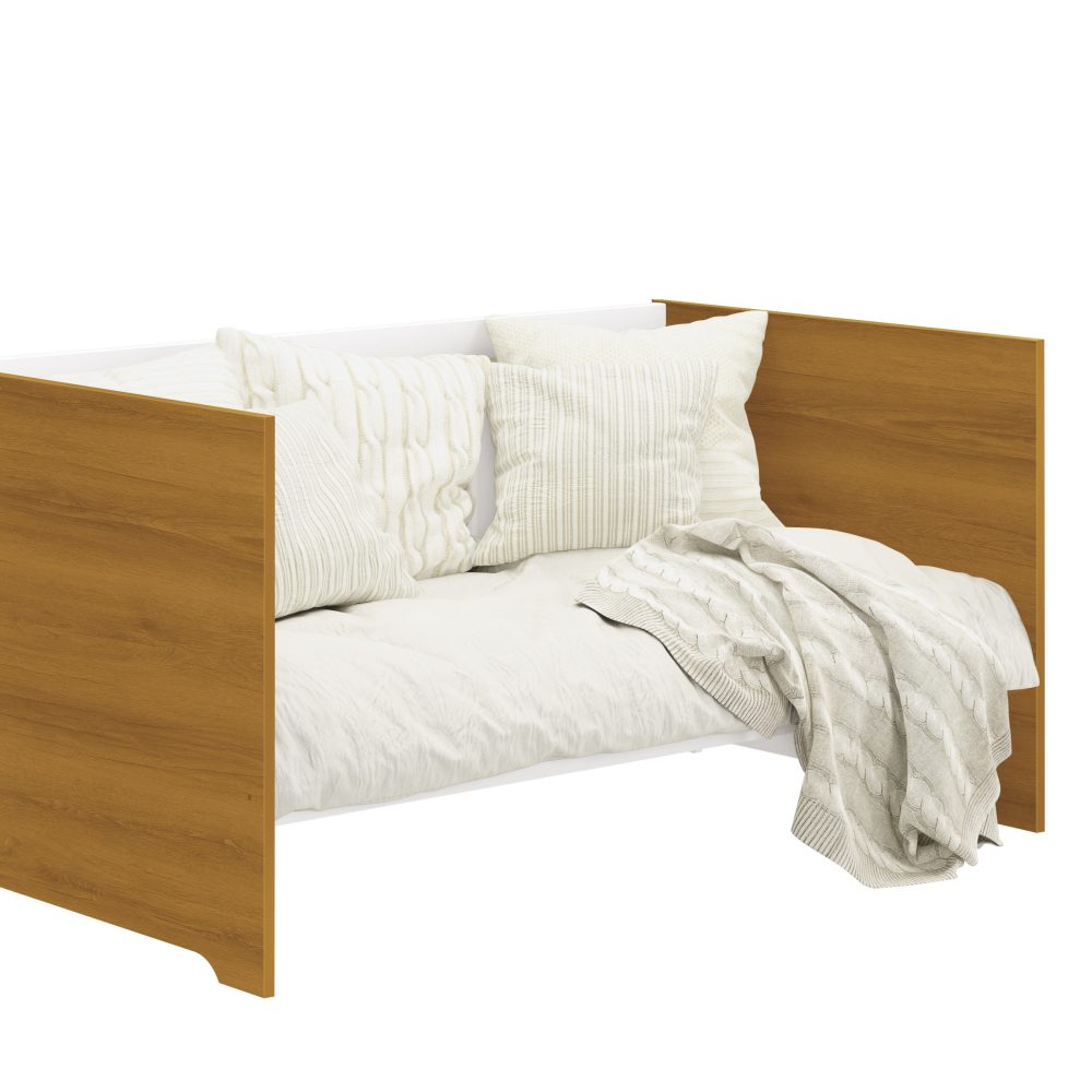Quarto de Bebê Luna Max Reller | Guarda-Roupa 4 Portas, Cômoda e Berço Evolutivo - Branco Fosco Com Savana