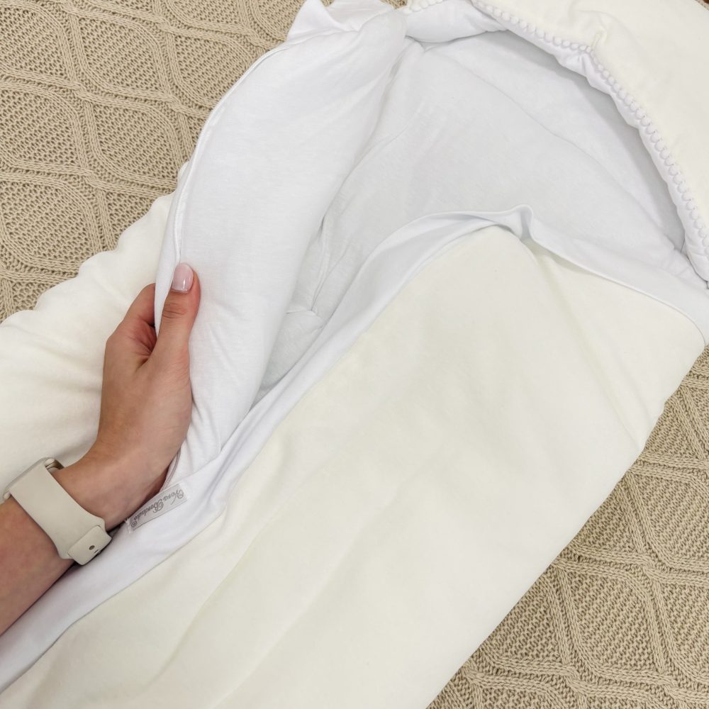 Saco de Dormir em Plush e Algodão Com Capuz - Bege