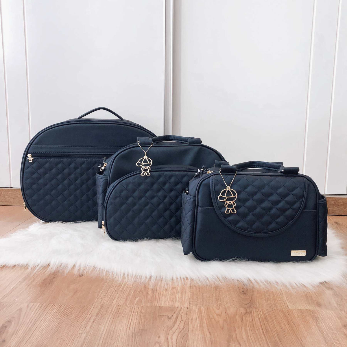 Kit Bolsa Luxo - 3 Peças Azul Marinho