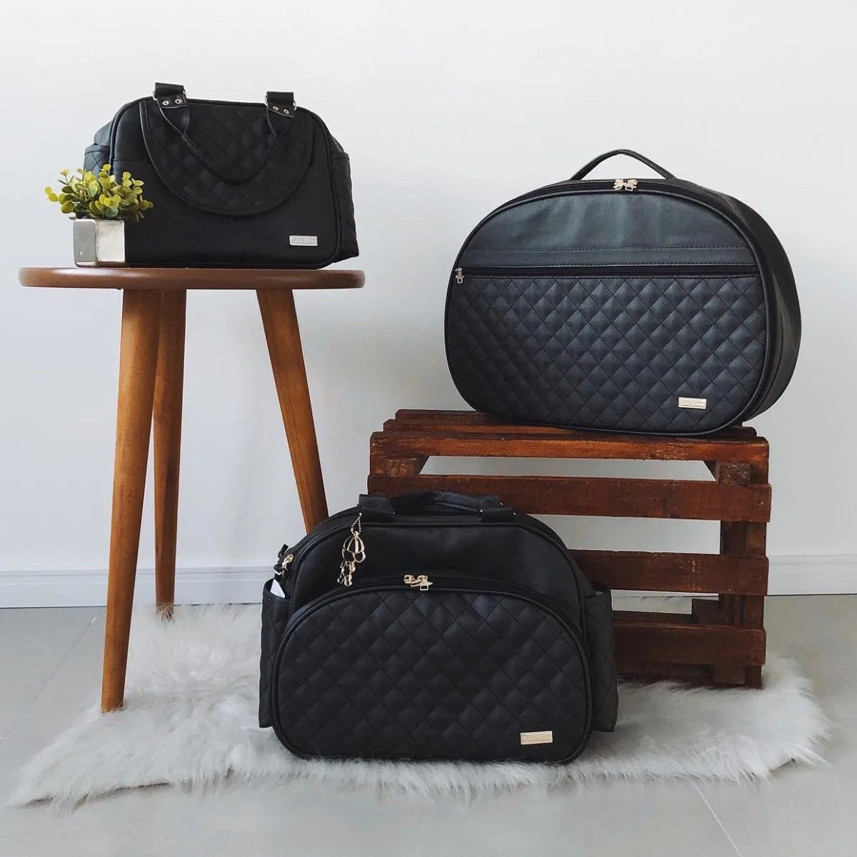 Kit Bolsa Luxo - 3 Peças Preto