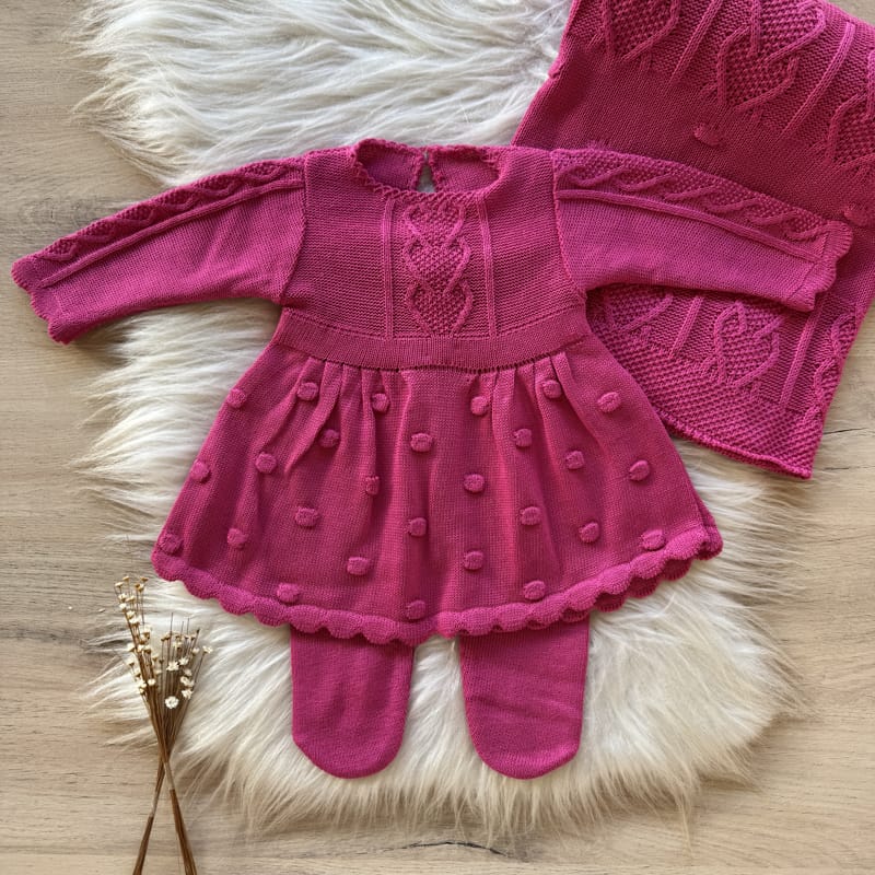 Saída Maternidade Trama e Bolhas Pink