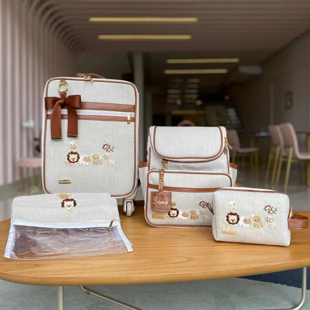 Kit Baby 4 Personalizado - Linho Cru I Caramelo