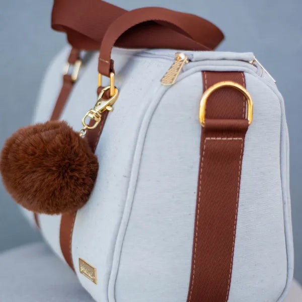 Bolsa da Mamãe - Linho Bege com Fitas Caramelo