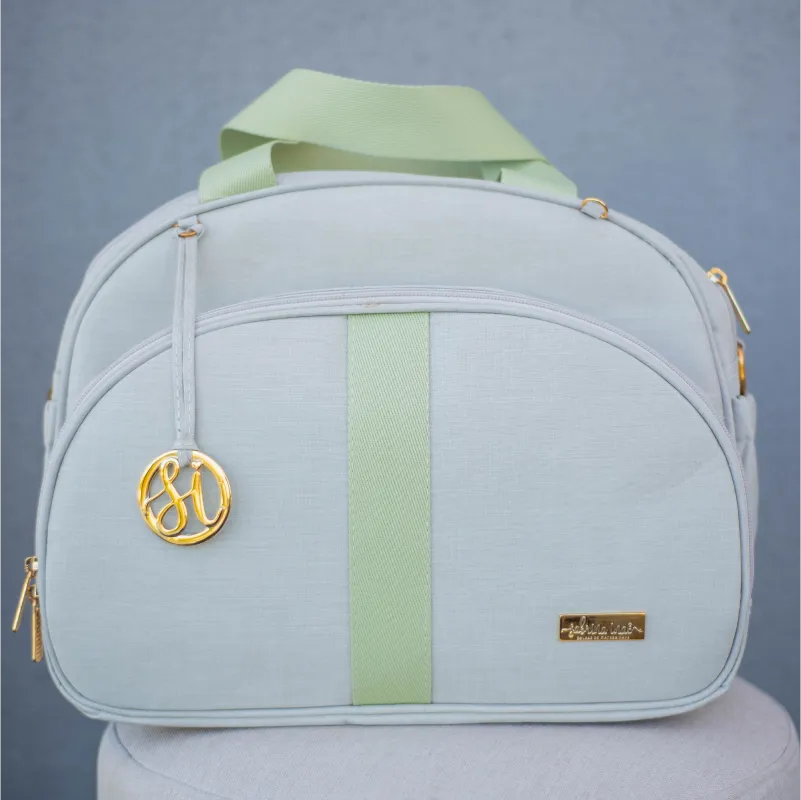 Bolsa da Mamãe - Linho Bege com Fitas Verde Chá