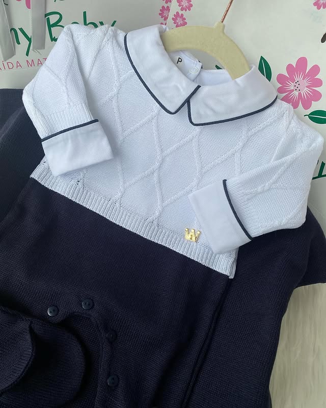 PROMOÇÃO Kit Saída Maternidade Com Pingente Dourado Personalizável Completa  - Veste Até 4 Meses (Menino)
