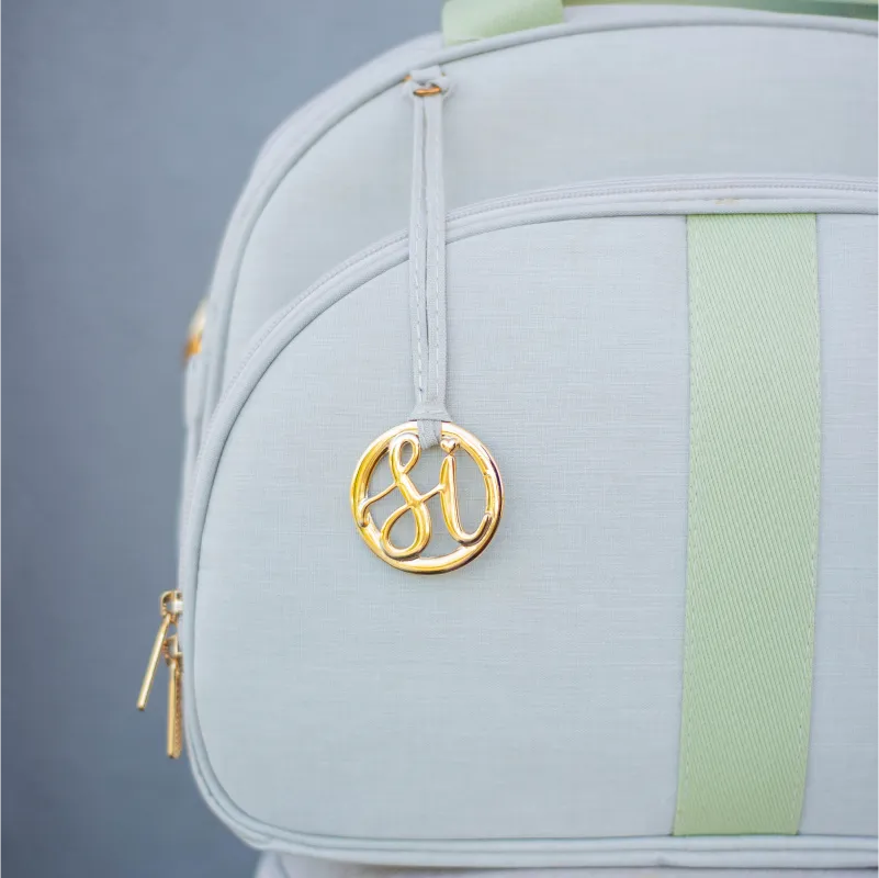 Bolsa da Mamãe - Linho Bege com Fitas Verde Chá