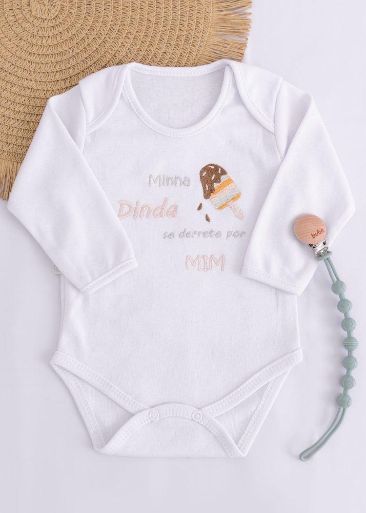 Body Bebê RN Manga Longa Minha Dinda se Derrete por Mim