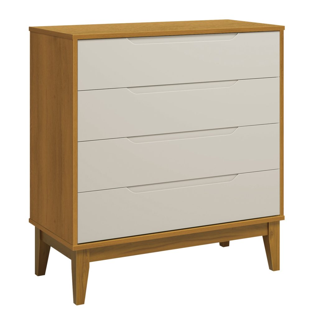Quarto de Bebê Elfe Classic Reller | Guarda-Roupa 4 Portas, Cômoda e Berço Noah - Areia Fosco com Savana