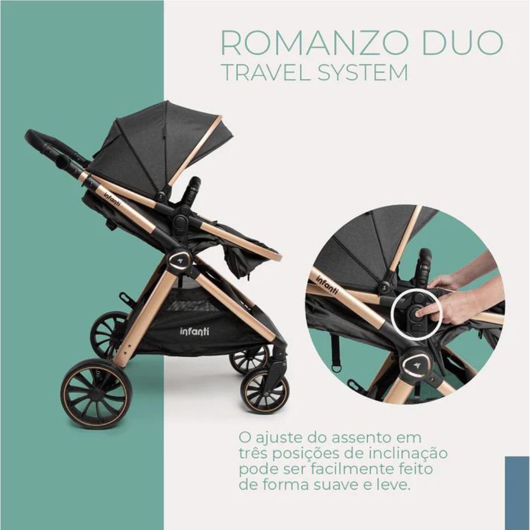 Carrinho Infanti Romanzo Trio Com Base Normal Preto Bronze
