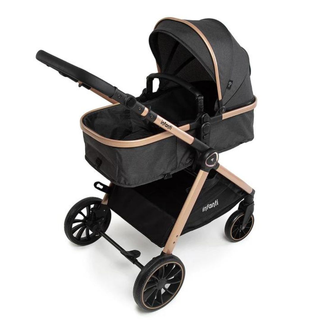 Carrinho Infanti Romanzo Trio Base Isofix Preto Bronze