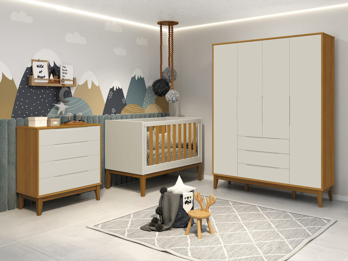 Cômoda Elfe Classic Gaveteiro Reller - Areia Fosco Com Savana