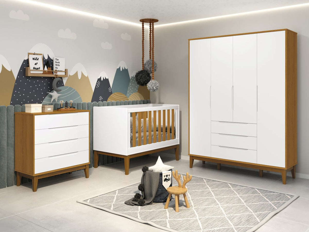 Roupeiro Elfe Classic Reller - Branco Fosco com Savana