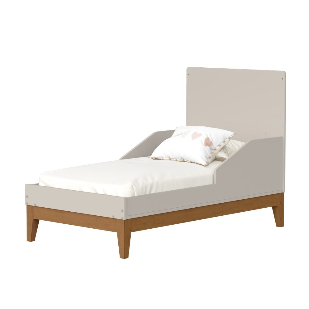 Quarto de Bebê Flip Reller | Guarda-Roupa 4 Portas, Cômoda e Berço - Areia Fosco Com Savana