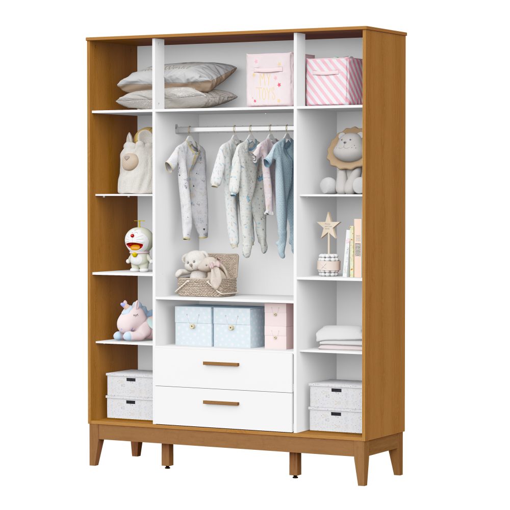 Roupeiro Flip Reller - Branco Fosco com Savana