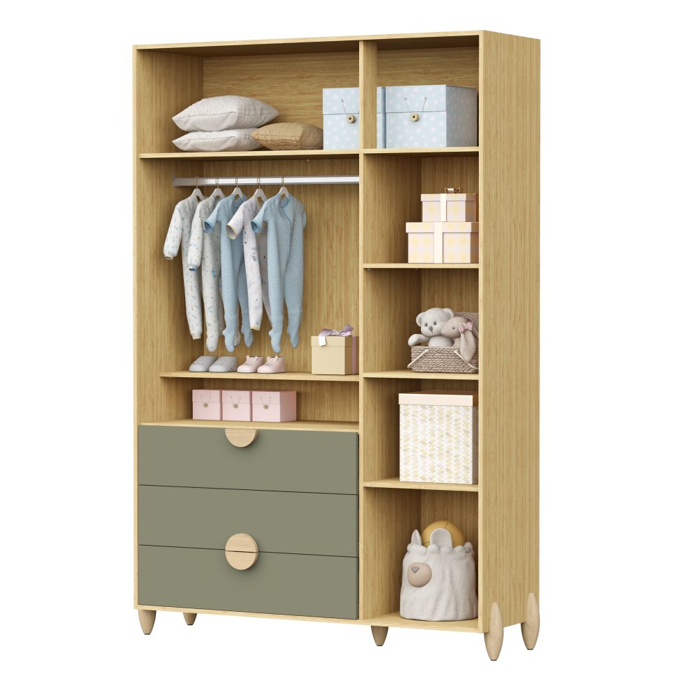Roupeiro Gracia Infantil Reller - Oliva Naturale