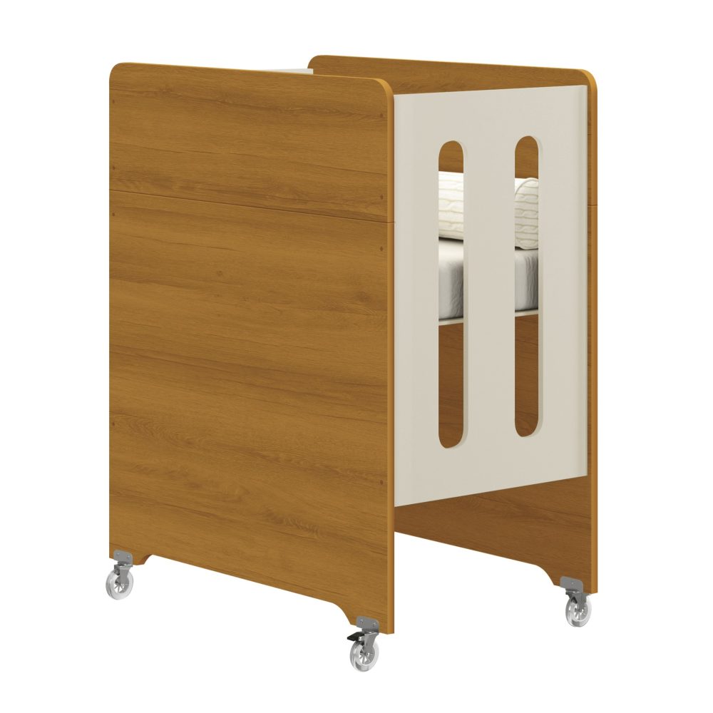Quarto de Bebê Zaki Reller | Guarda-Roupa 4 Portas, Cômoda e Berço Evolutivo - Areia Fosco Com Savana