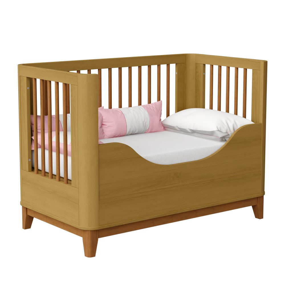 Quarto de Bebê Boom Slim Classic| Guarda-Roupa 3 Portas, Cômoda e Berço Reller - Areia Fosco Com Savana