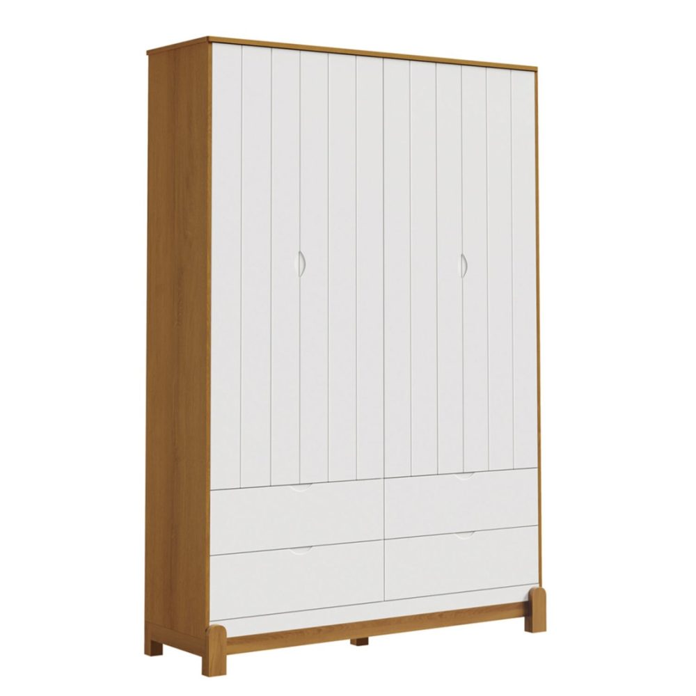 Roupeiro Lotus Reller - Branco Fosco com Savana