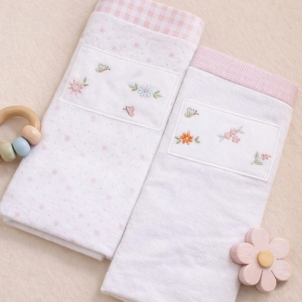 Cueiro Manta Bebê Bordado Floral 2 Unidades - 100% Algodão
