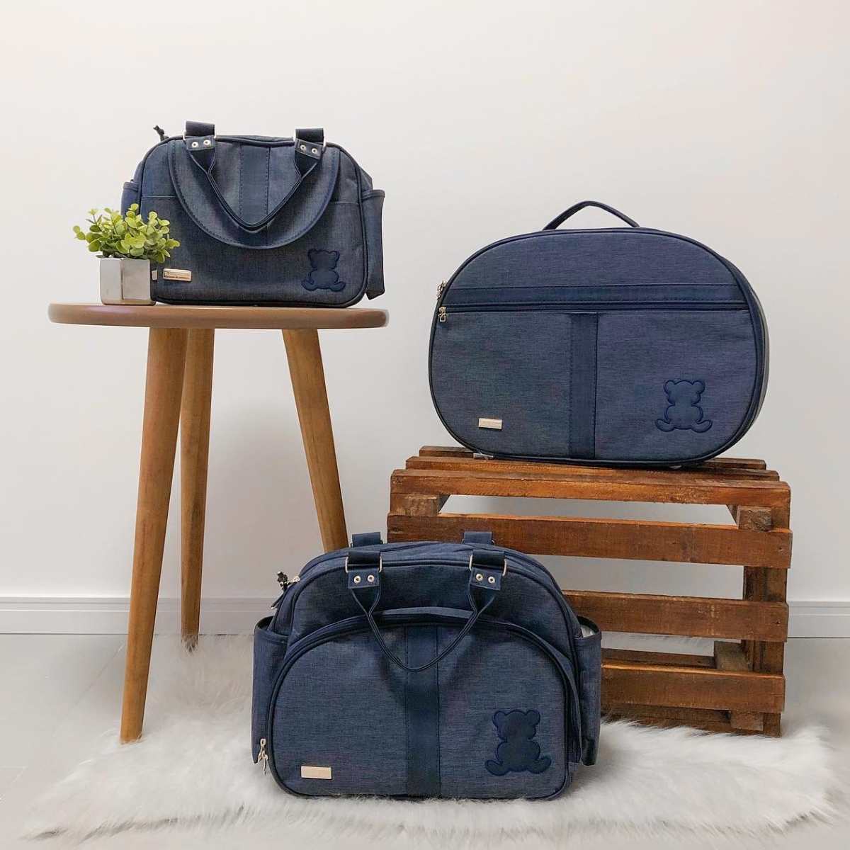 Kit Bolsa Luxo - 3 Peças Cinza Escuro