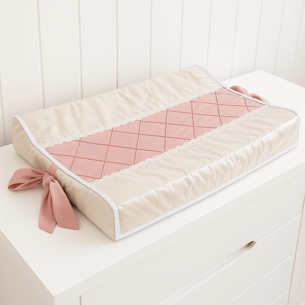 Trocador de Bebê Anatômico para Cômoda - Bege com Rose